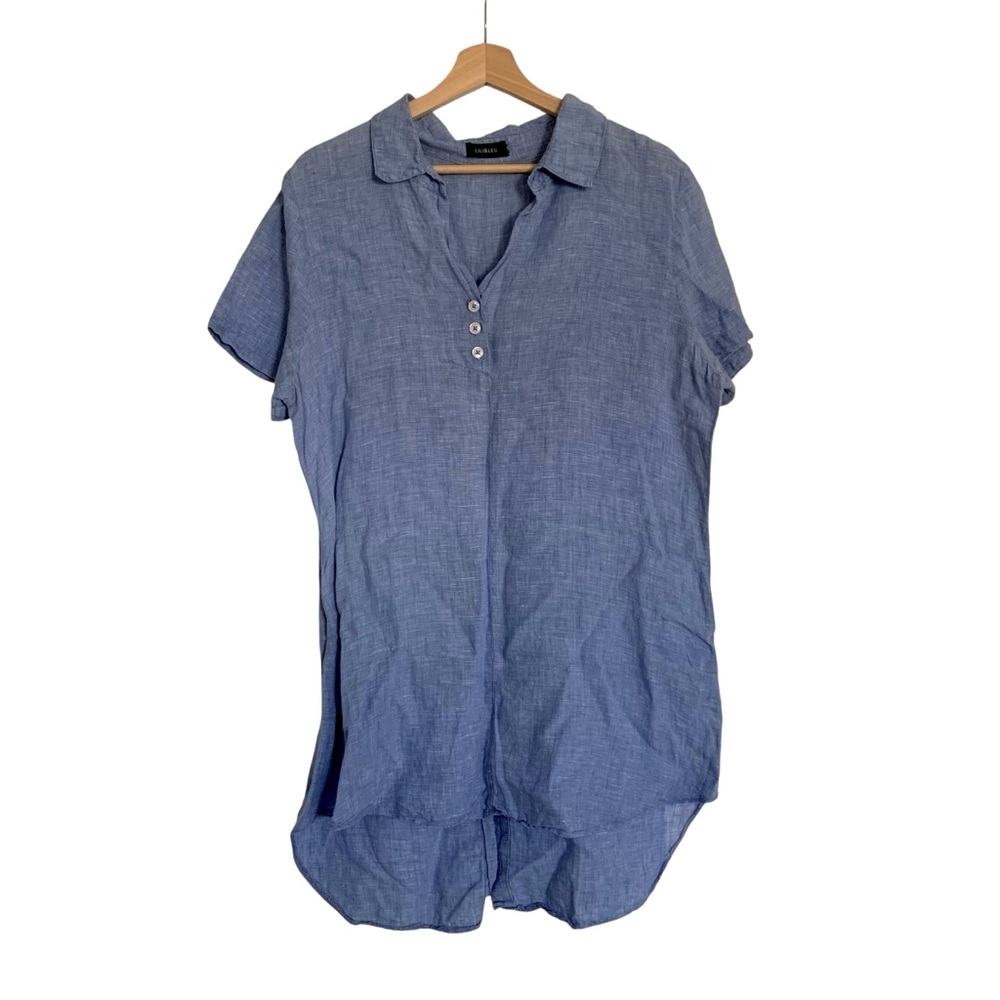 Iili Bleu large cornflower blue t-shirt dress cabin resort wear vacation holiday